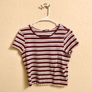 American Eagle Cropped Lattice Hem Top